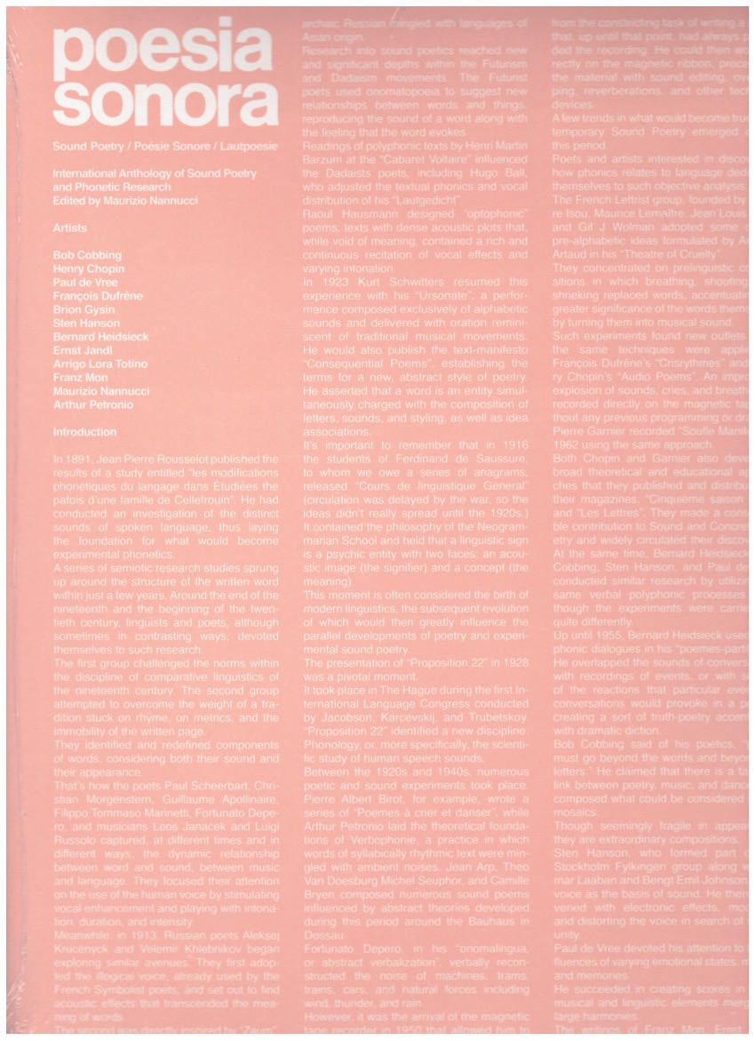 NANNUCCI, Maurizio (ed.) - Poesia Sonora. International Anthology of Sound Poetry and Phonetic Research