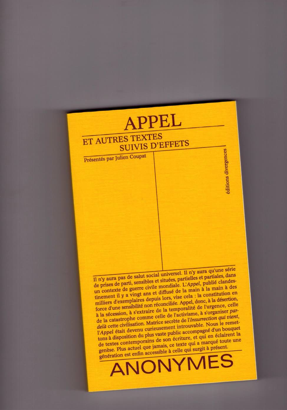 ANON. - Appel – et autres textes suivis d’effets