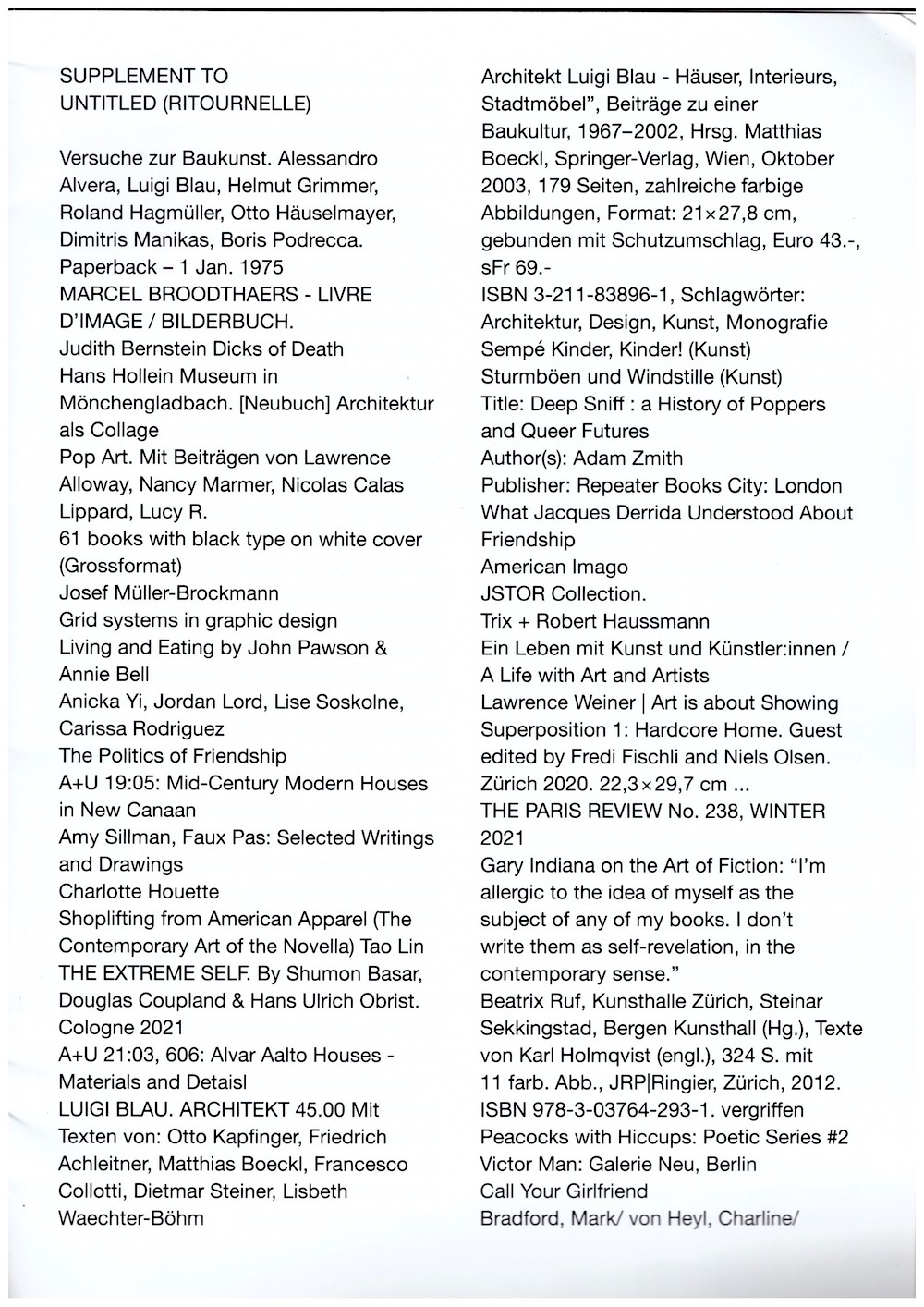 JOURDAN, David - Supplement to Untitled (Ritournelle)