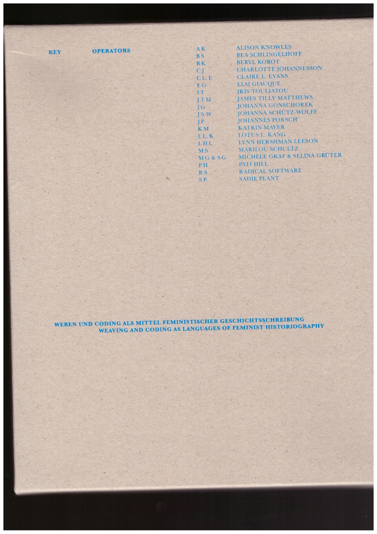 HASNAY, Gloria (ed.) - Key Operators. Weaving and coding as languages of feminist historiography