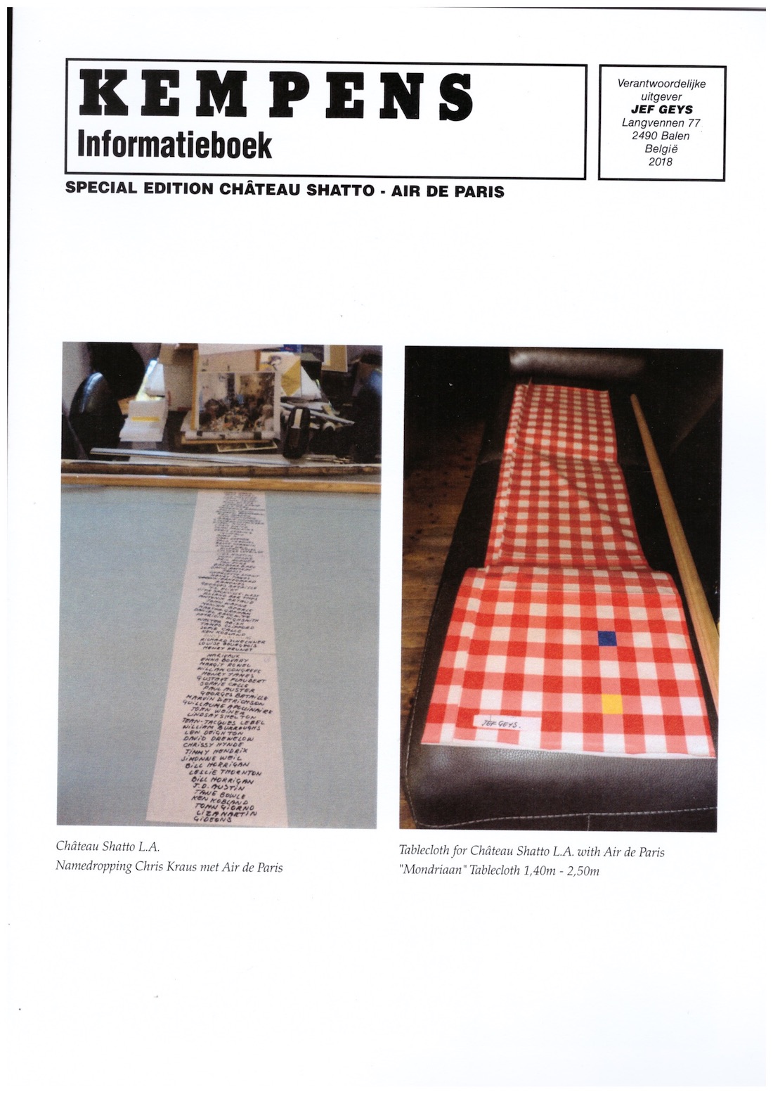 GEYS, Jef - Kempens Informatieboek. Special Edition Château Shatto - Air de Paris